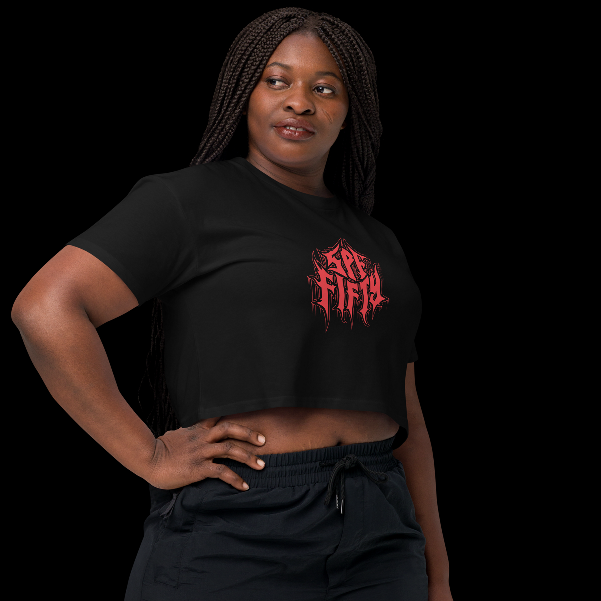 SPF 50 crop top in dark