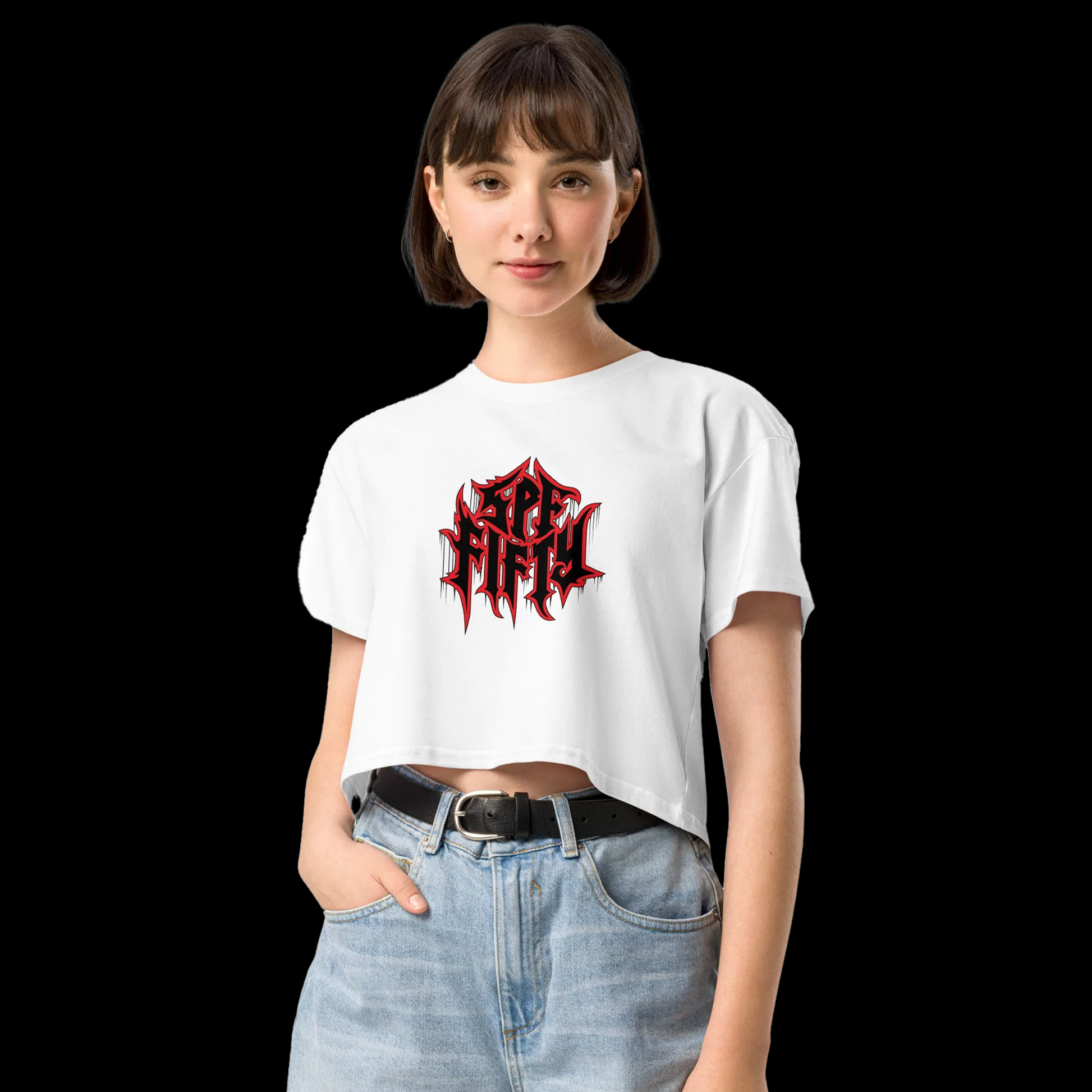 SPF 50 crop top in light
